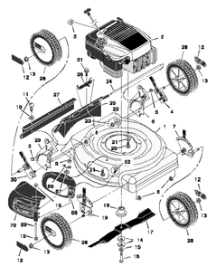 Mower Housing Assembly Diagram and Parts List for 20455A 1997 Briggs and Stratton Lawn Mower